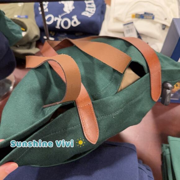 NWT Polo Ralph Lauren Cotton Twill Embroidered Field Jacket Bear Tote Bag Green - Picture 2 of 7